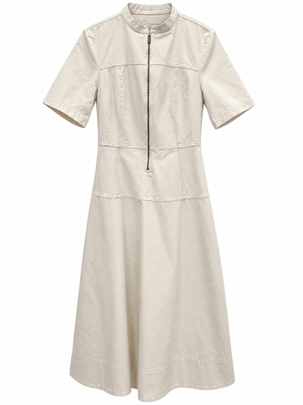 Banana Republic Short-Sleeve Cream Cotton Canvas short sleeve midi dress xxs / 0